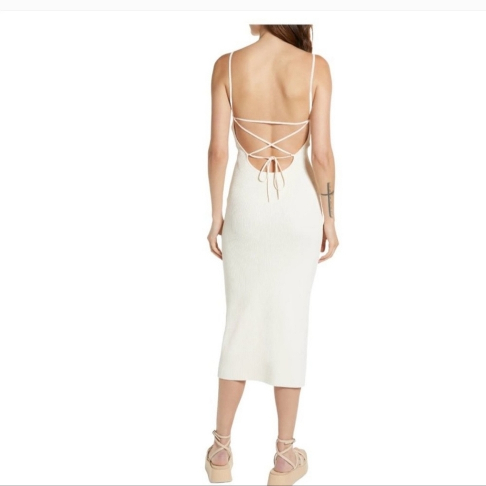 Rag & Bone Asher Ribbed Midi Dress - Ivory - Size Small